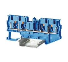 Клемма проходная, зажим push-in, 4 точки подключения, 4 кв.мм, синяя  VPR-4-QUATTRO-BU  DKC