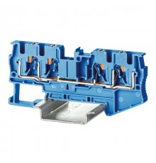 Клемма проходная, зажим push-in, 4 точки подключения, 4 кв.мм, синяя  VPR-4-QUATTRO-BU  DKC