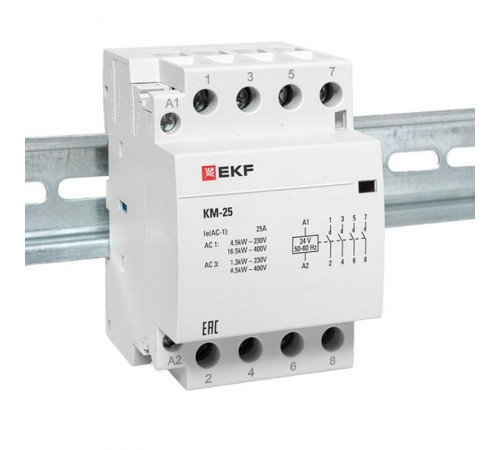 Контактор модульный КМ 25А 4NО (3 мод.) 24В АС PROxima  km-3-25-40-24v  EKF
