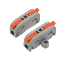 Клемма СМК 222-421P проходная 1 полюс, с монтажной площадкой (0,08-4 мм), серая (50 шт./уп.)  07-6261  REXANT