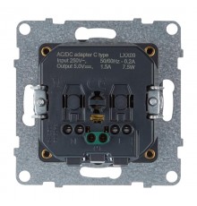 SUNO Комбинированная розетка со шторками 2К+З 16А 250В/USB С 1500мА. Безвинтовые зажимы. Цвет "Алюминий"  721329  Legrand