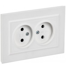BRITE Розетка 2-местная без заземления без защитных шторок 10А в сборе РС12-2-БрАБ арктический белый   BR-R20-10-K91-F  IEK
