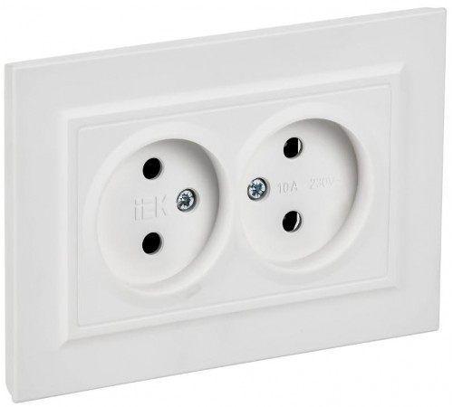 BRITE Розетка 2-местная без заземления без защитных шторок 10А в сборе РС12-2-БрАБ арктический белый   BR-R20-10-K91-F  IEK