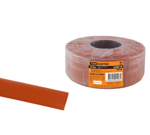 Термоусаживаемая трубка ТУТнг 30/15 красная (50 м/ролл)   SQ0518-0082  TDM
