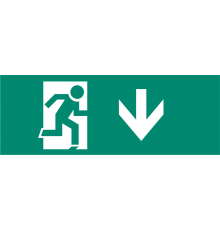 Наклейка для аварийного светильника S1 для ДСА-503 328*119 "Указатель двери эвак.выход вниз" (штрифт нестандарт)  .5035133  ФАZA