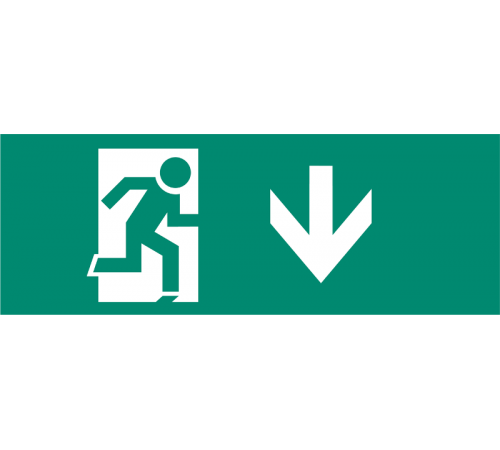 Наклейка для аварийного светильника S1 для ДСА-503 328*119 "Указатель двери эвак.выход вниз" (штрифт нестандарт)  .5035133  ФАZA