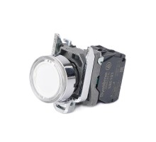 Кнопка SB4 с подсветкой в сборе модульная 22мм белая металл 24ВDC 1НО  SB4BW31B1  SE