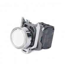 Кнопка SB4 с подсветкой в сборе модульная 22мм белая металл 24ВDC 1НО  SB4BW31B1  SE