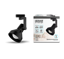 Светильник трековый однофазный под лампу E27 220V IP20 112*230мм черный конус  TR013  Gauss