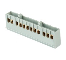 Шина "фаза" L (6х9мм) 12 отверстий латунь серый изолированный корпус на DIN-рейку EKF PROxima  sn0-63-12-is  EKF