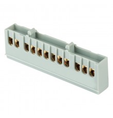 Шина "фаза" L (6х9мм) 12 отверстий латунь серый изолированный корпус на DIN-рейку EKF PROxima  sn0-63-12-is  EKF