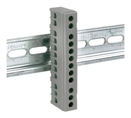 Шина "фаза" L (6х9мм) 12 отверстий латунь серый изолированный корпус на DIN-рейку EKF PROxima  sn0-63-12-is  EKF