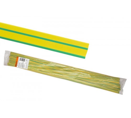 Термоусаживаемая трубка ТУТнг 10/5 желто-зеленая по 1м (50 м/упак)  SQ0518-0217  TDM