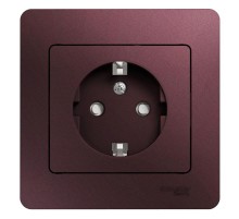 Glossa Баклажановый Розетка с заземлением со шторками (в сборе)  GSL001144  SE