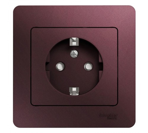 Glossa Баклажановый Розетка с заземлением со шторками (в сборе)  GSL001144  SE