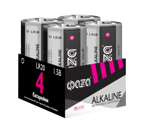 Батарейка LR20 ФАZА Alkaline Pack-4 арт.5041868