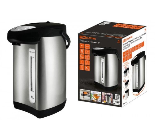Термопот "Термо 1", металл, 4 л, 3 способа подачи воды, 750 Вт, стальной,  SQ4002-0001  TDM