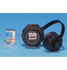 KJ-IE-8P8C-C5e-180-SH-F-BK Промышленный модуль Keystone Jack RJ-45 (8P8C), IP67, категория 5e, с защитной крышкой, черный  46362  Hyperline