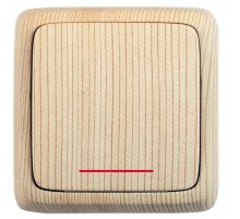 Выключатель открытой установки, одноклавишный, с индикацией, с изолирующей пластиной, цвет сосна  ВА16-114-02  HEGEL