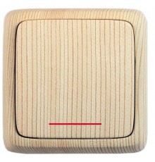 Выключатель открытой установки, одноклавишный, с индикацией, с изолирующей пластиной, цвет сосна  ВА16-114-02  HEGEL