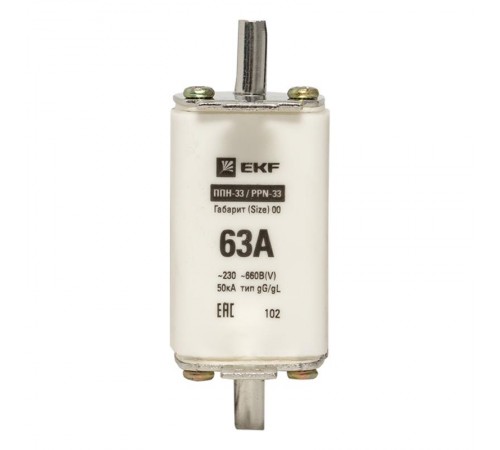 Плавкая вставка ППН-33 160/ 63А габарит 00  fus-33/160/63  EKF