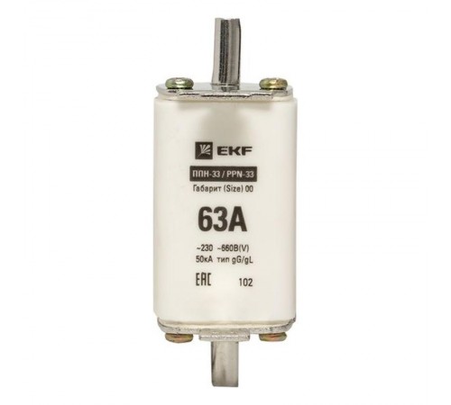 Плавкая вставка ППН-33 160/ 63А габарит 00  fus-33/160/63  EKF
