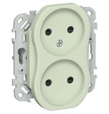 FLITE Розетка 2-ая без заземления со шторками 10А РСш02-0-ФлП панг  FI-R23-10-K92  IEK