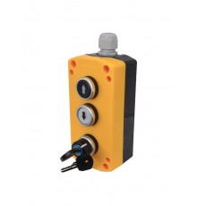 ПКУ22-3441-65У1, 1 переключатель на два положения с фиксацией с ключом (НО), 1 белый цилиндр "" (НО), 1 чёрный цилиндр "" (НО), пост управления, IP6