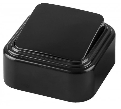 PSW06-21-20 Выключатель одноклавишный открытой установки, 250В, 6А, IP20, черный (VA 16-131-Ч)  32743  STEKKER