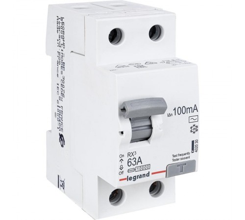 Выключатель дифференциальный (УЗО) RX3 2п 63А 100мА тип AC  402030  Legrand