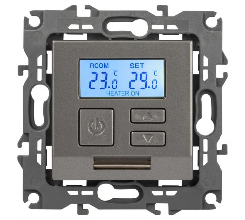 Терморегулятор ЭРА Серия 12 12-4111-16 универс.230В-Imax16А, титан   Б0065733  ЭРА