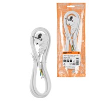 Шнур сетевой с вилкой ПВС 3x1,5мм 2м с/з белый  SQ1305-0176  TDM