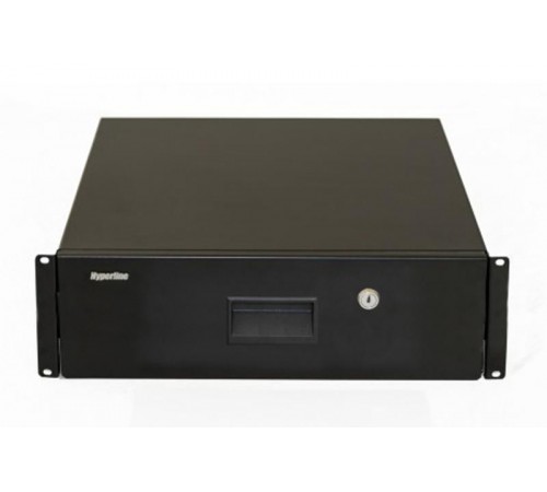 Hyperline TDR3-3U-460-RAL9004 Полка (ящик) для документов с замком, 3U, 133х483х460мм (ВхШхГ)  495790  Hyperline