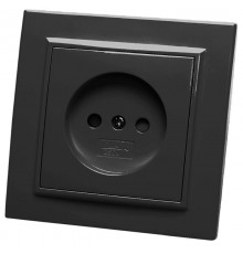 Розетка 1-местная б/з 250В, 10А, серия Эрна, PST10-9009-03, черный  39477  STEKKER