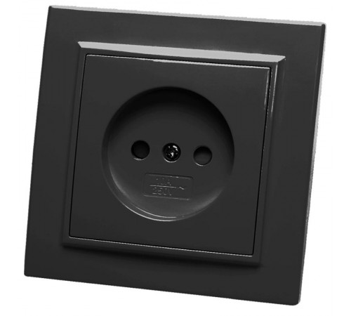 Розетка 1-местная б/з 250В, 10А, серия Эрна, PST10-9009-03, черный  39477  STEKKER
