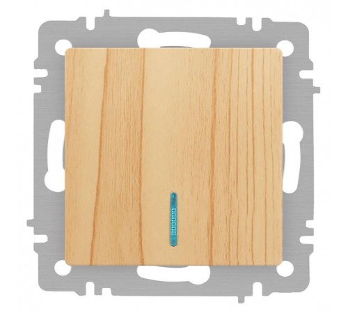 Выключатель Intro Accent 6-102-11 с подсветкой, 10А-250В, IP20, СУ, AL/CU, сосна  Б0063439  Intro