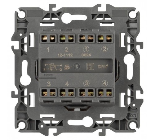 Переключатель перекрестный ЭРА Серия 12 12-1112-01М двойной, 10АХ-250В, белый матовый   Б0065676  ЭРА