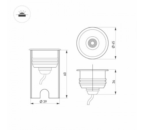 Светильник KT-AQUA-R45-3W White6000 (SL, 45 deg, 12V) (Arlight, Герметичный)  028056  Arlight