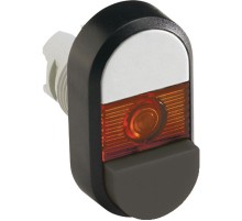 Кнопка двойная MPD16-11R (белая/черная-выступающая) красная линз а без текста  1SFA611145R1101  ABB