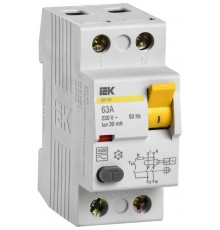 Выключатель дифференциальный (УЗО) ВД1-63 2п 63А 30мА тип AC  MDV10-2-063-030  IEK