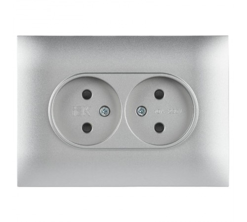 SKANDY Розетка 2-местная без з/к с з/ш 10А сб. SK-R09S серебряный  SK-R23-10-K23-F  IEK