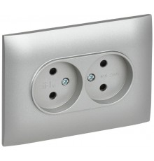 SKANDY Розетка 2-местная без з/к с з/ш 10А сб. SK-R09S серебряный  SK-R23-10-K23-F  IEK