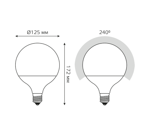 Лампа светодиодная Black LED G125 E27 22W 1840lm 4100K  105102222  Gauss
