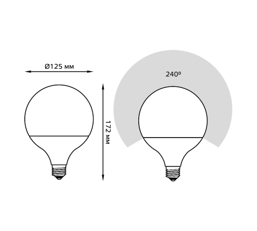 Лампа светодиодная Black LED G125 E27 22W 1840lm 4100K  105102222  Gauss