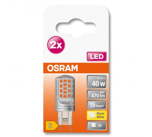 Лампа светодиодная LED PIN G9 40 3,8 W/2700K G9  4058075449893  OSRAM