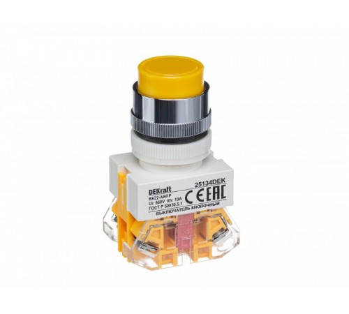 Выкл. кноп. с фикс. ABFP 22 мм жел. 220В ВK-22   25134DEK  DEKraft