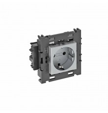 Розетка одинарная 0° Modul45connect с з/к, 250 В, 16A (алюминий) (STD-D0C8 AL1)  6120422  OBO Bettermann