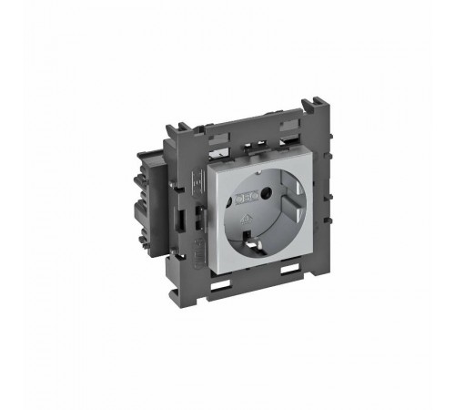 Розетка одинарная 0° Modul45connect с з/к, 250 В, 16A (алюминий) (STD-D0C8 AL1)  6120422  OBO Bettermann