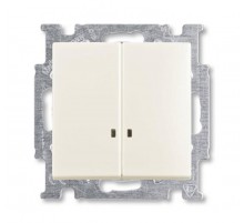 ABB Basic 55 Шале (белый) Выключатель 2-клавишный с подсветкой  1012-0-2188   2CKA001012A2188  ABB