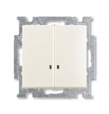 ABB Basic 55 Шале (белый) Выключатель 2-клавишный с подсветкой  1012-0-2188   2CKA001012A2188  ABB